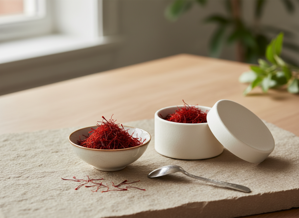 High-quality saffron threads displayed for a saffron buying guide in Canada
